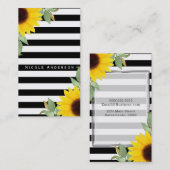 白黒ストライプズコーナーサンフラワーズフローラシック 名刺 (正面/裏面)