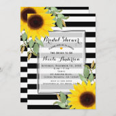 白黒ストライプズコーナーサンフラワーズフローラシック 招待状 (正面/裏面)