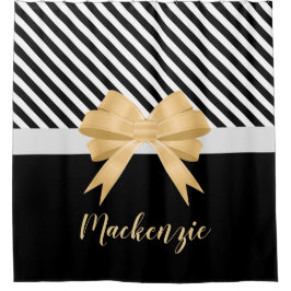 白黒ストライプズゴールデムボウ シャワーカーテン