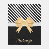 白黒ストライプズゴールデムボウ フリースブランケット (正面)