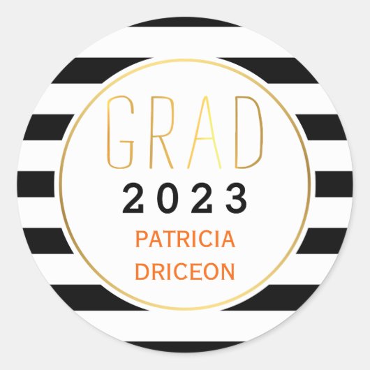 白黒ストライプズ2016年トレンディー卒業 ラウンドシール (正面)