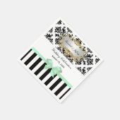 白黒ストライプダマスミントリボン スタンダードカクテルナプキン (角)