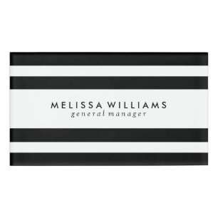 白黒ストライプデザイン 名札