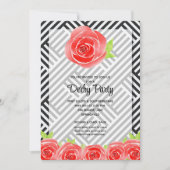 白黒ストライプバラダービーホース 招待状 (正面)