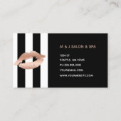 白黒ストライプバラ金ゴールド唇メイクアップアーティスト 名刺 (裏面)