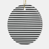 白黒ストライプパターンクリスマス セラミックオーナメント (左)