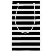 白黒ストライプパターンタイルパーティー スモールペーパーバッグ (正面)