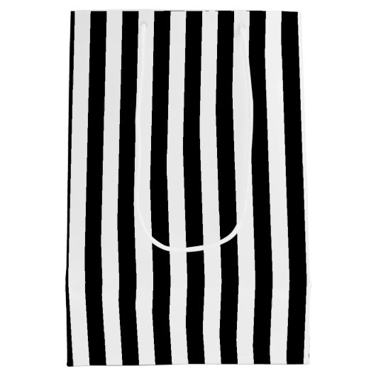 白黒ストライプパターン ミディアムペーパーバッグ (裏面)