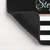 白黒ストライプパーソナライズされた マウスパッド (コーナー)