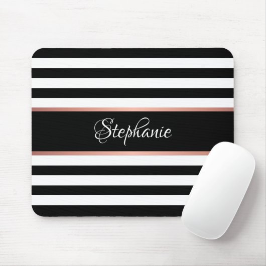 白黒ストライプパーソナライズされた マウスパッド (マウス)