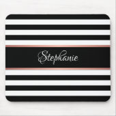 白黒ストライプパーソナライズされた マウスパッド (正面)