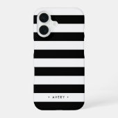 白黒ストライプパーソナライズされた iPhone 16ケース (裏面)