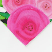 白黒ストライプピンクウォーターカラーフローラモノグラム フリースブランケット (角)