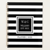 白黒ストライプファミリー名モノグラム2023 プランナー手帳 (正面)