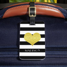 白黒ストライプフェイク金ゴールドハート