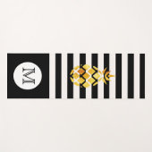 白黒ストライプフェイク金ゴールドパイナップルモノグラム ヨガマット (正面(横))