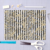 白黒ストライプフェイク金ゴールド熱葉帯類 薄葉紙 (クラフト)