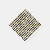 白黒ストライプフェイク金ゴールド熱離れ性 スタンダードカクテルナプキン (角)