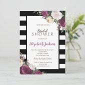 白黒ストライプフローラブライダルシャワー 招待状 (スタンド正面)