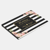 白黒ストライプフローラ結婚ズゲストブック ゲストブック (コーナー)