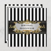 白黒ストライプブライダルシャワー招待 招待状 (正面/裏面)