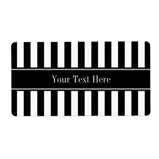 白黒ストライプブラックネームモノグラム ラベル (正面)