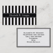 白黒ストライプブラックネームモノグラム 名刺 (正面/裏面)