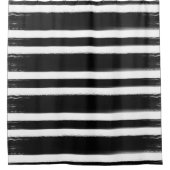 白黒ストライプブ絵を描ラシ シャワーカーテン (正面)
