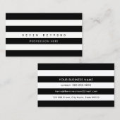 白黒ストライププロフェッショナルストライプの 名刺 (正面/裏面)