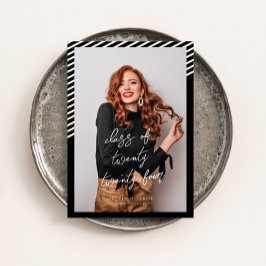 白黒ストライプモダンミニマル卒業 招待状