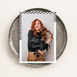 白黒ストライプモダンミニマル卒業 招待状