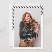 白黒ストライプモダンミニマル卒業 招待状 (正面)