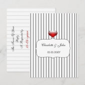 白黒ストライプモダン結婚の インビテーションポストカード (正面/裏面)