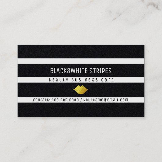 白黒ストライプモダン美しい 名刺 (正面)