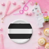 白黒ストライプモダン ペーパープレート (パーティー)