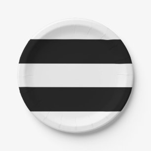 白黒ストライプモダン ペーパープレート