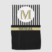 白黒ストライプモノグラム名 ゴルフタオル (正面)