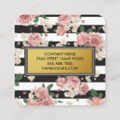 白黒ストライプモノグラム花柄 予約カード (裏面)