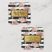 白黒ストライプモノグラム花柄 予約カード (正面/裏面)