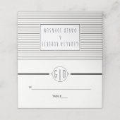 白黒ストライプモノグラ結婚ム折り曲げ護衛 プレイスカード (外部開封)