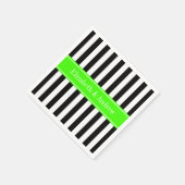 白黒ストライプライムリボン名モノグラム スタンダードカクテルナプキン (角)