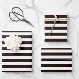 白黒ストライプラッピング紙セット3 ラッピングペーパーシート