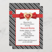 白黒ストライプリハーサル結婚ディナー 招待状 (正面/裏面)