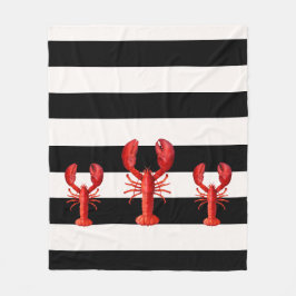 白黒ストライプロブスター フリースブランケット