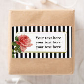 白黒ストライプヴィンテージバラ住所 シール (インサイチュ)