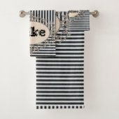 白黒ストライプ保ハンサム浴室用タオルセット バスタオルセット (インサイチュ)