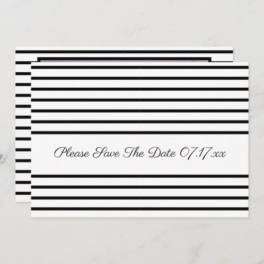 白黒ストライプ写真 招待状 (正面/裏面)