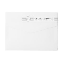 白黒ストライプ及びモノグラ結婚ム ラップアラウンドラベル