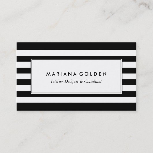 白黒ストライプ名刺 名刺 (正面)