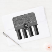 白黒ストライプ抽象芸術背景テンプレート スクエアシール (封筒)